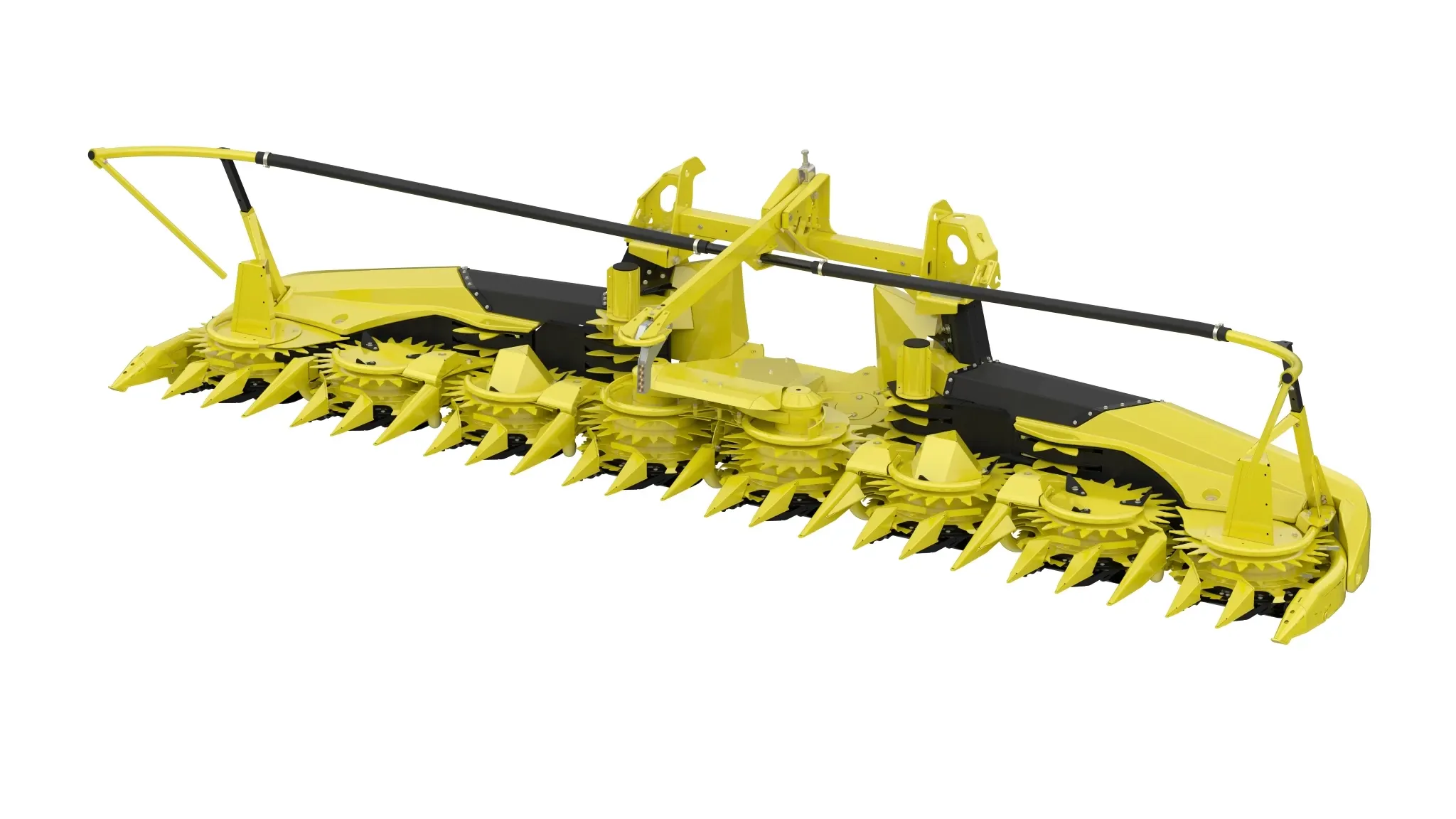 Μπροστινή αριστερή εικόνα studio μιας περιστροφικής κεφαλής κοπής σοδειάς 360Pro