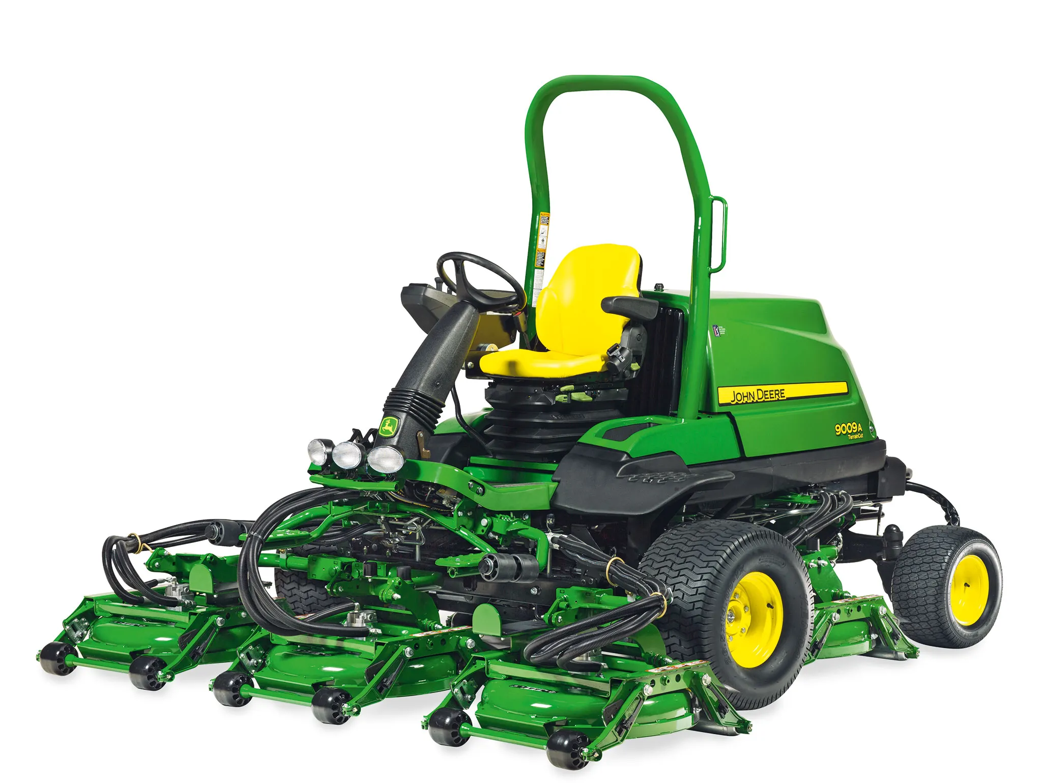 Χορτοκοπτικός εξοπλισμός με κάθισμα Turbo TerrainCut 9009Α - Μπροστινή αριστερή όψη