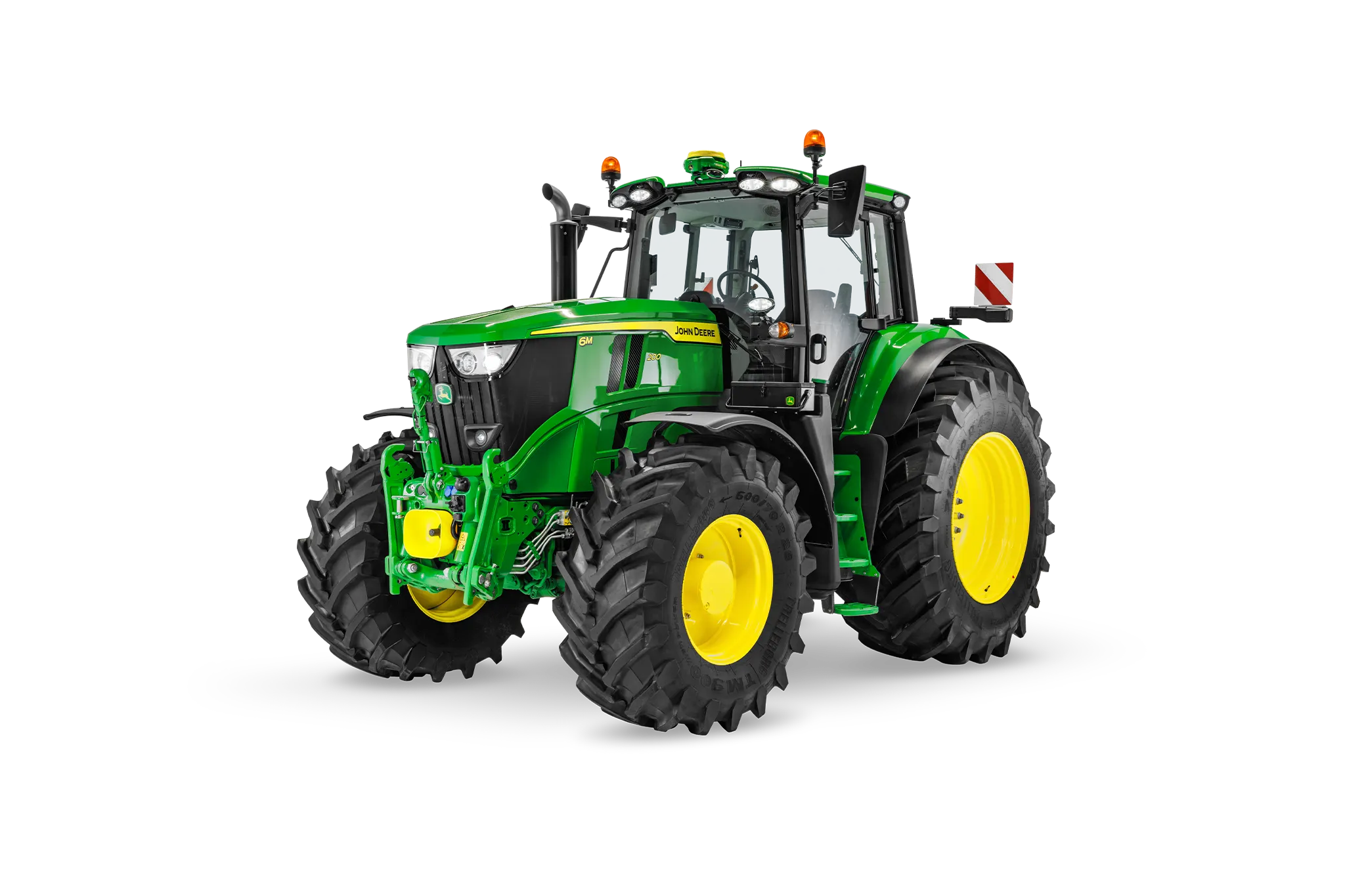 Τα τρακτέρ 6M 200 της John Deere είναι απομονωμένα σε λευκό φόντο επισημαίνοντας την απόδοση σε φάρμες υψηλής ισχύος